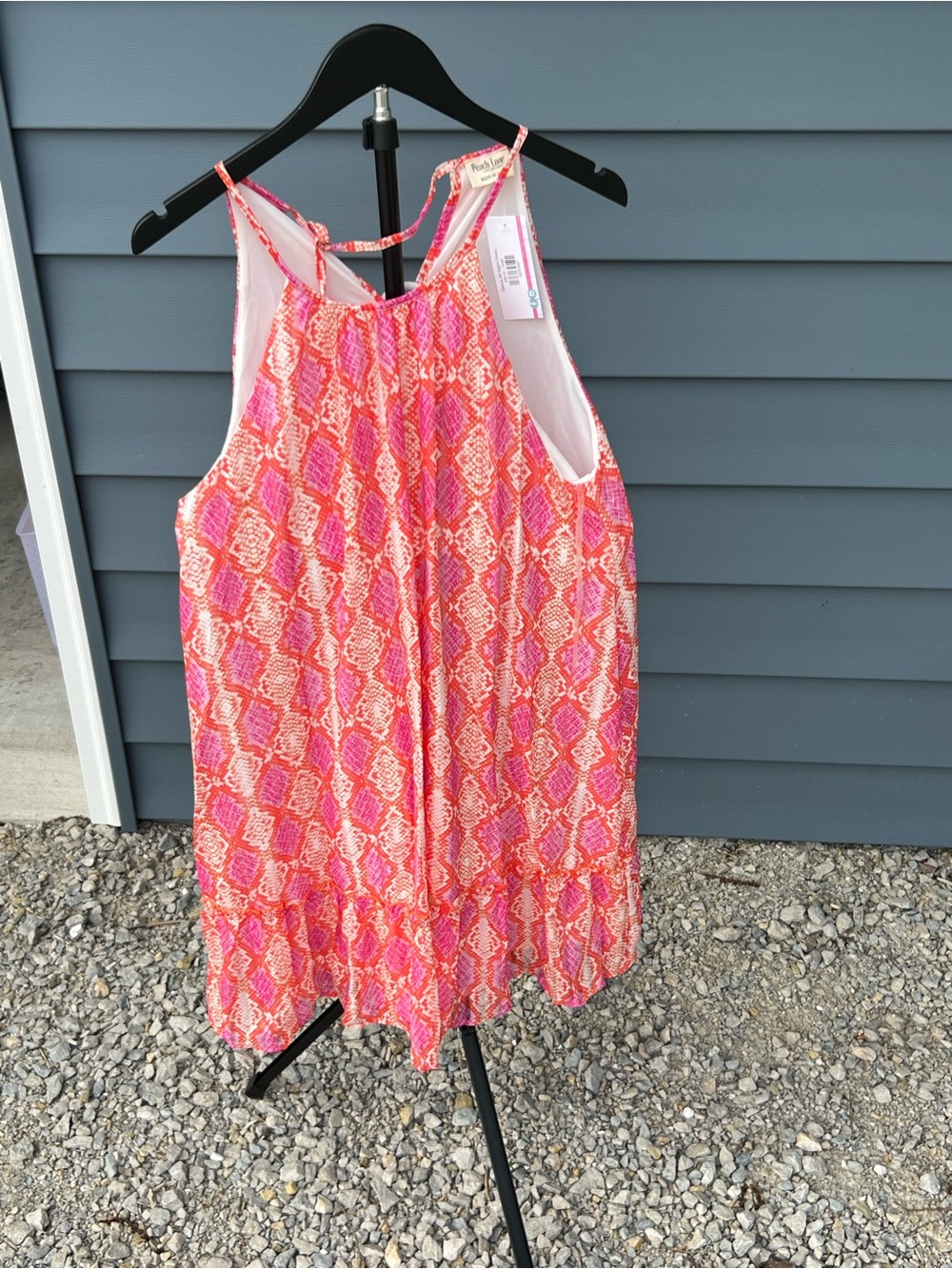 Peach Love California Pink and Orange Printed Halter Dress